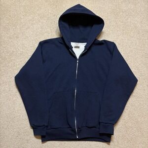 Pluma Hoodie Sweatshirt Mens Medium Navy Blue Full Zip Thermal Lined Waffle Knit